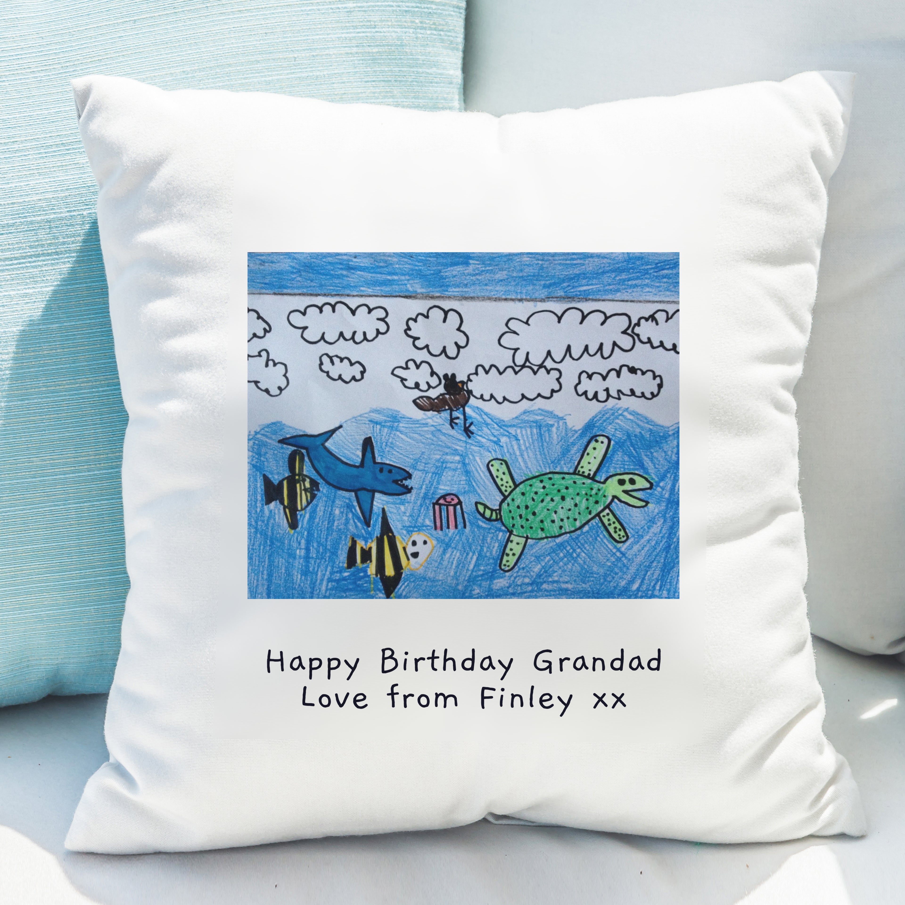 Drawing upload personalised cushion