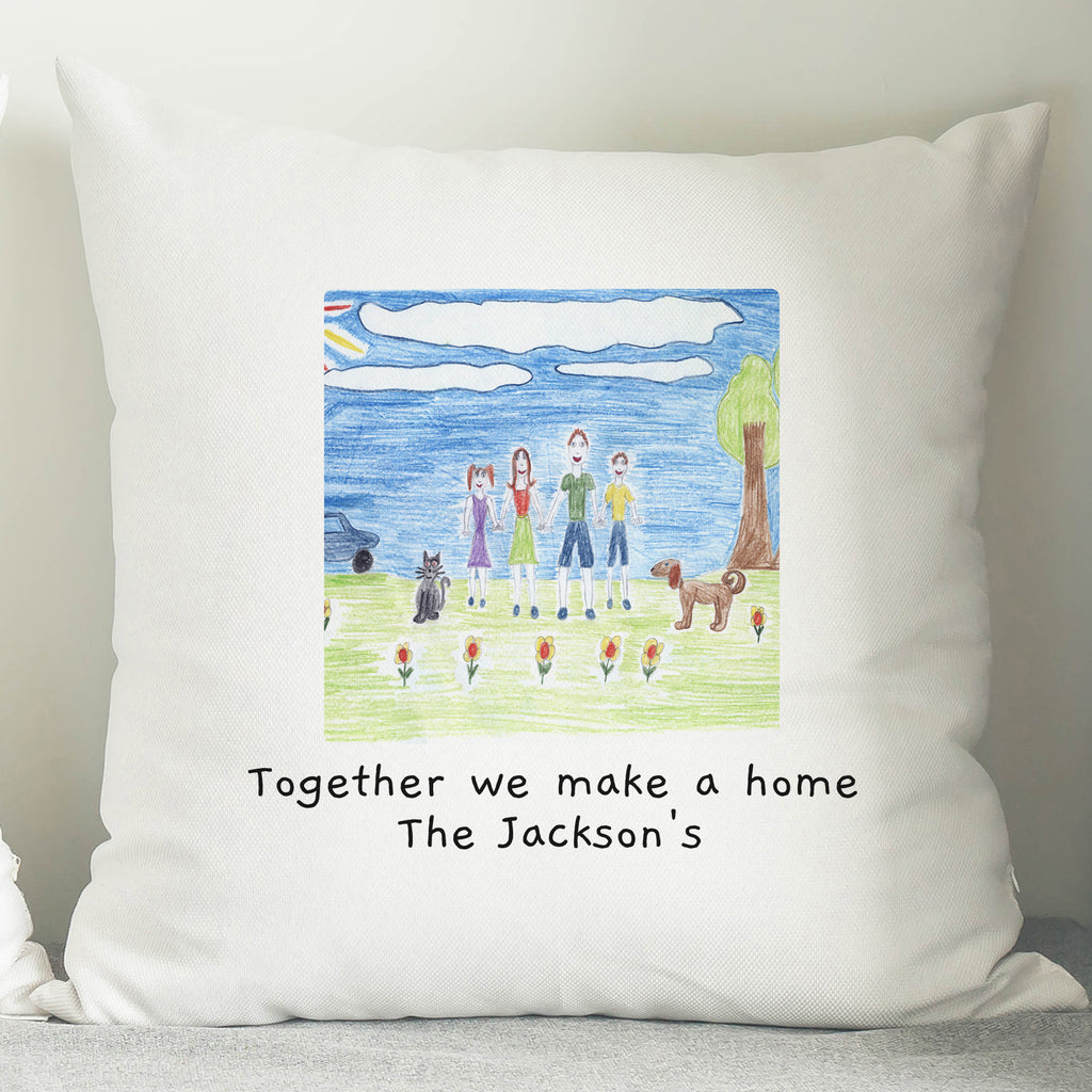 Drawing upload personalised cushion