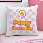 Personalised pink Check Childrens Bedroom Cushion )