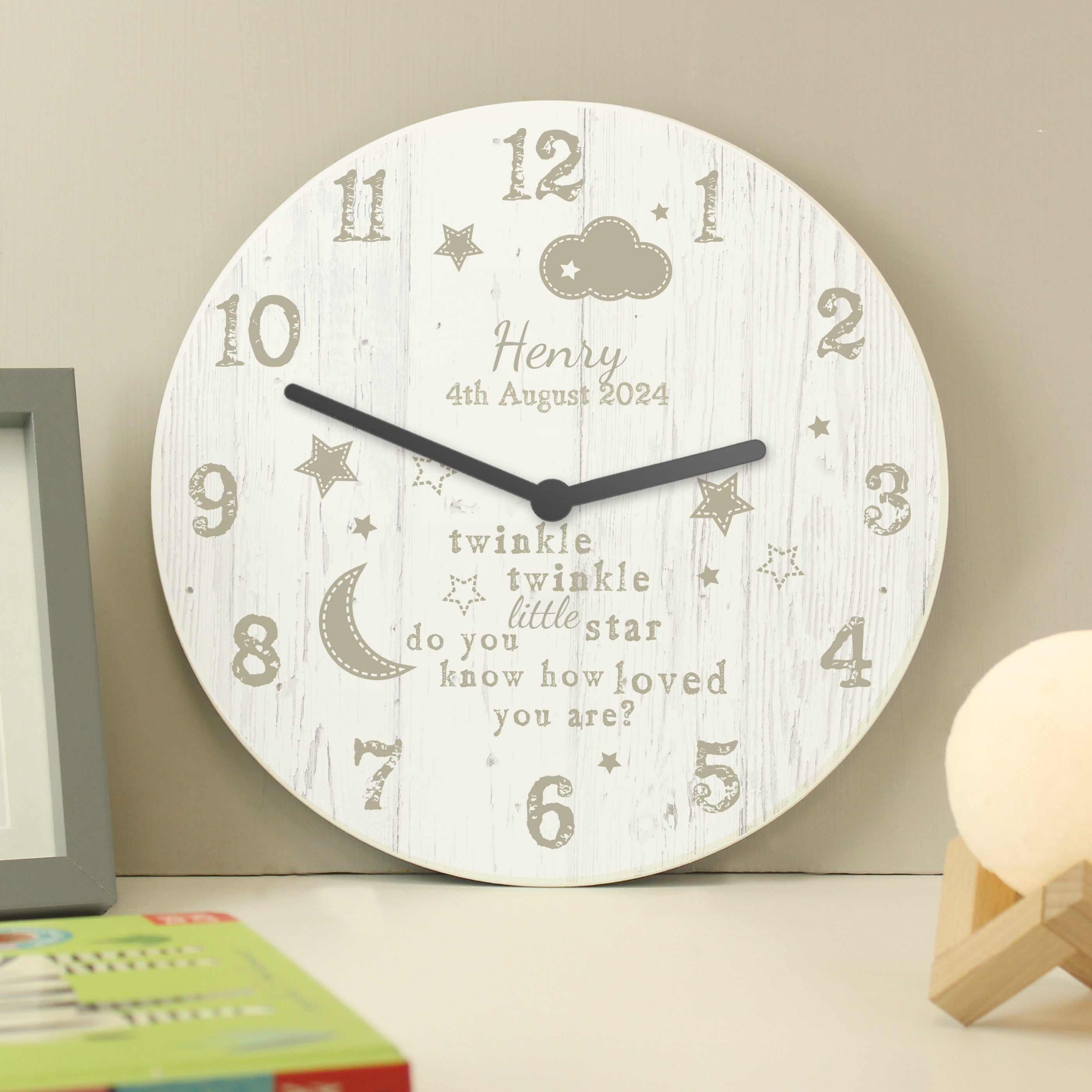 Personalised twinkle twinkle shabby clock