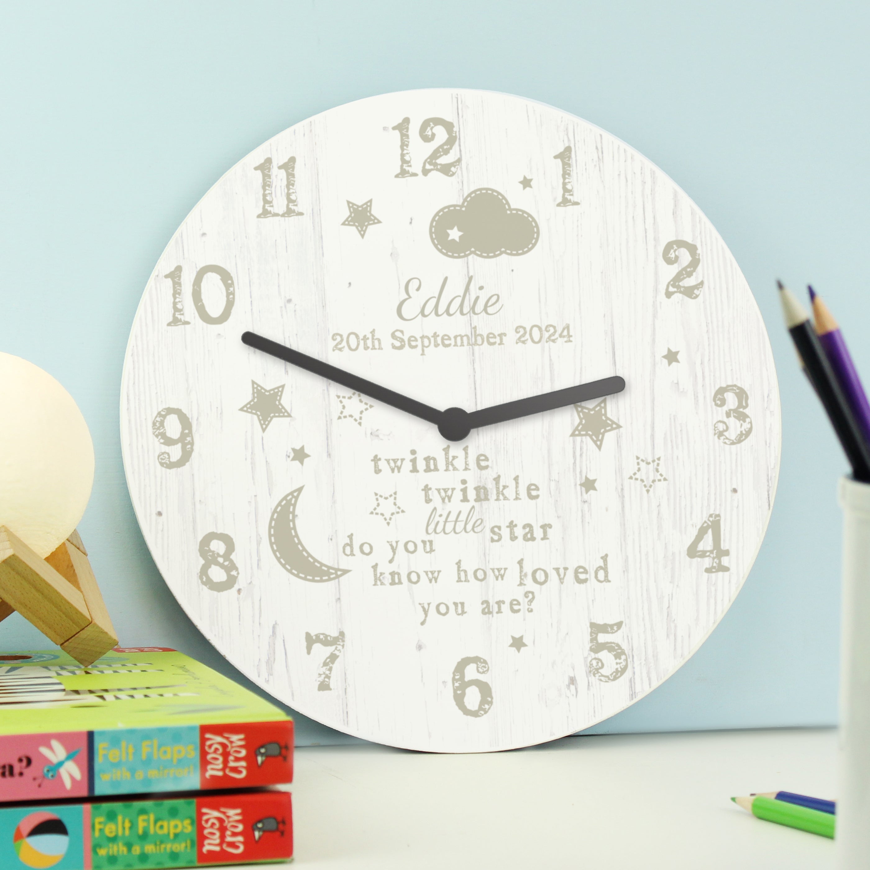 Personalised twinkle twinkle shabby clock