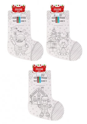 CHRISTMAS COLOUR-YOUR-OWN STOCKING 36CM X 15CM