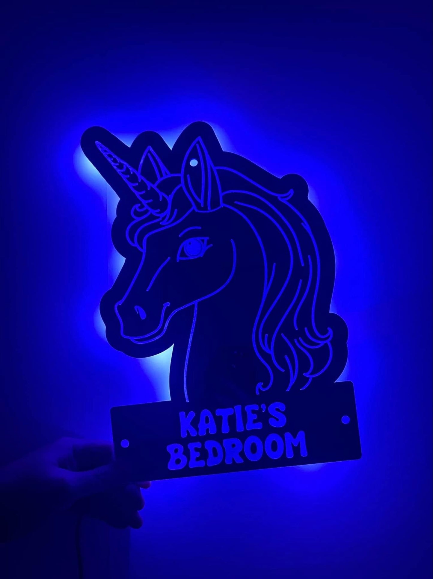 Made to order mirrored personalised light up plaques