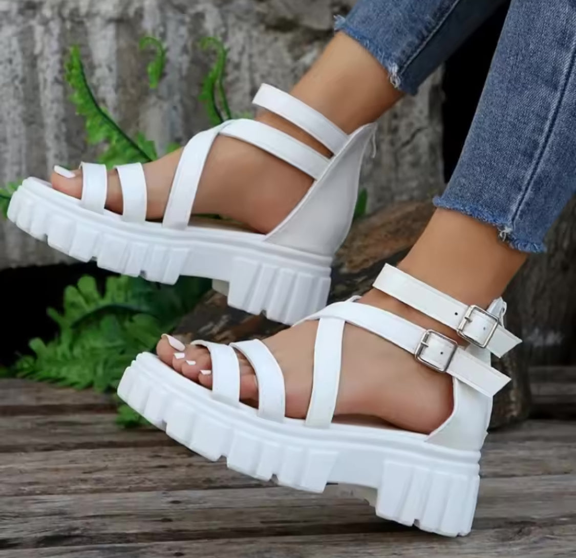 Chunky High Heels Roman Sandals