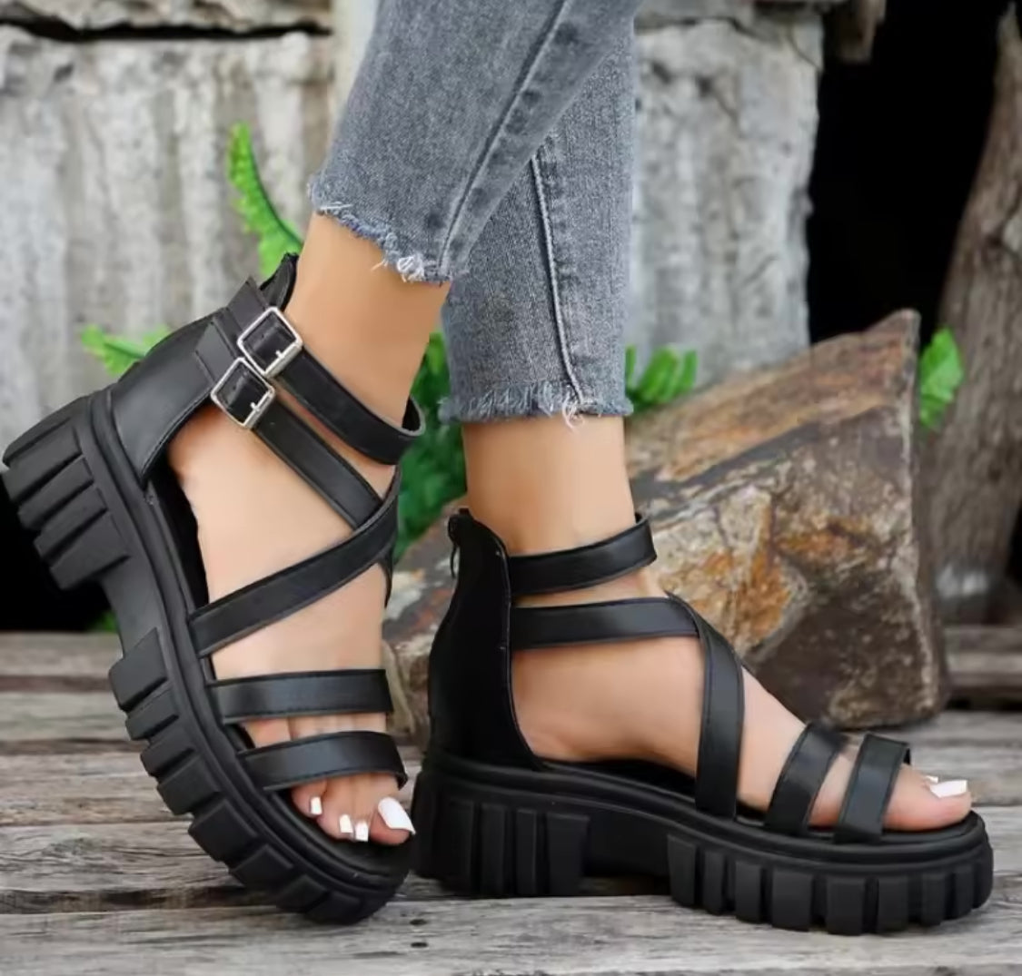 Chunky High Heels Roman Sandals