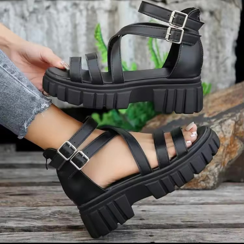 Chunky High Heels Roman Sandals
