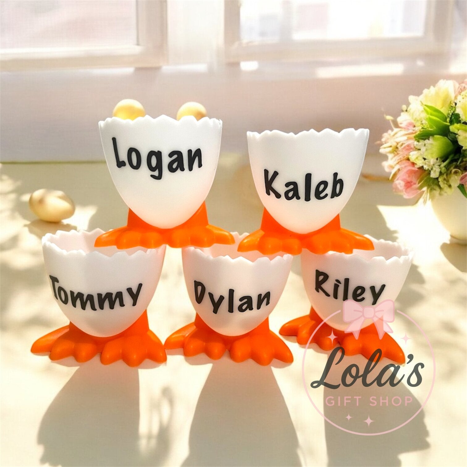 Personalised egg cup with feet