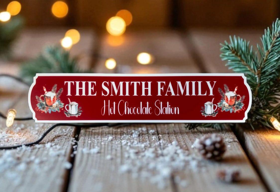 Personalised hot chocolate station sign