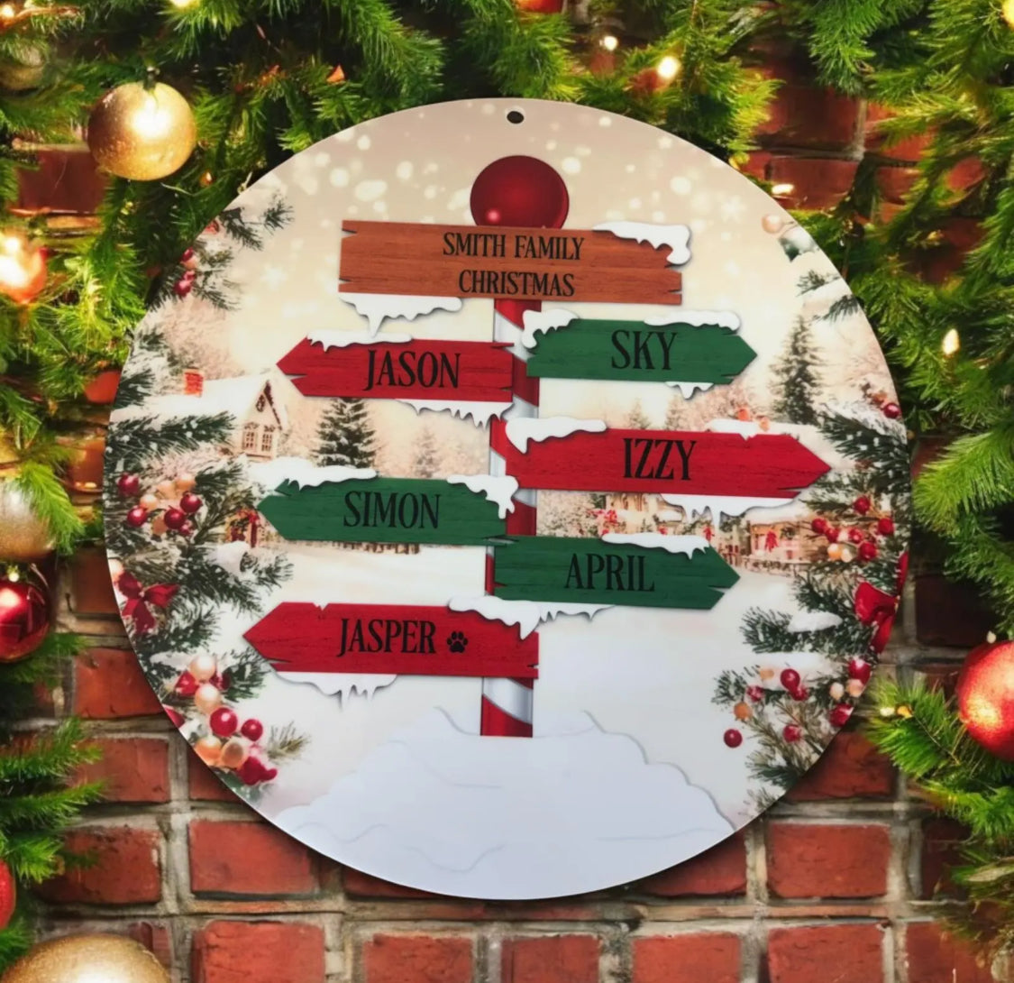 North Pole Family Name Hanging Sign