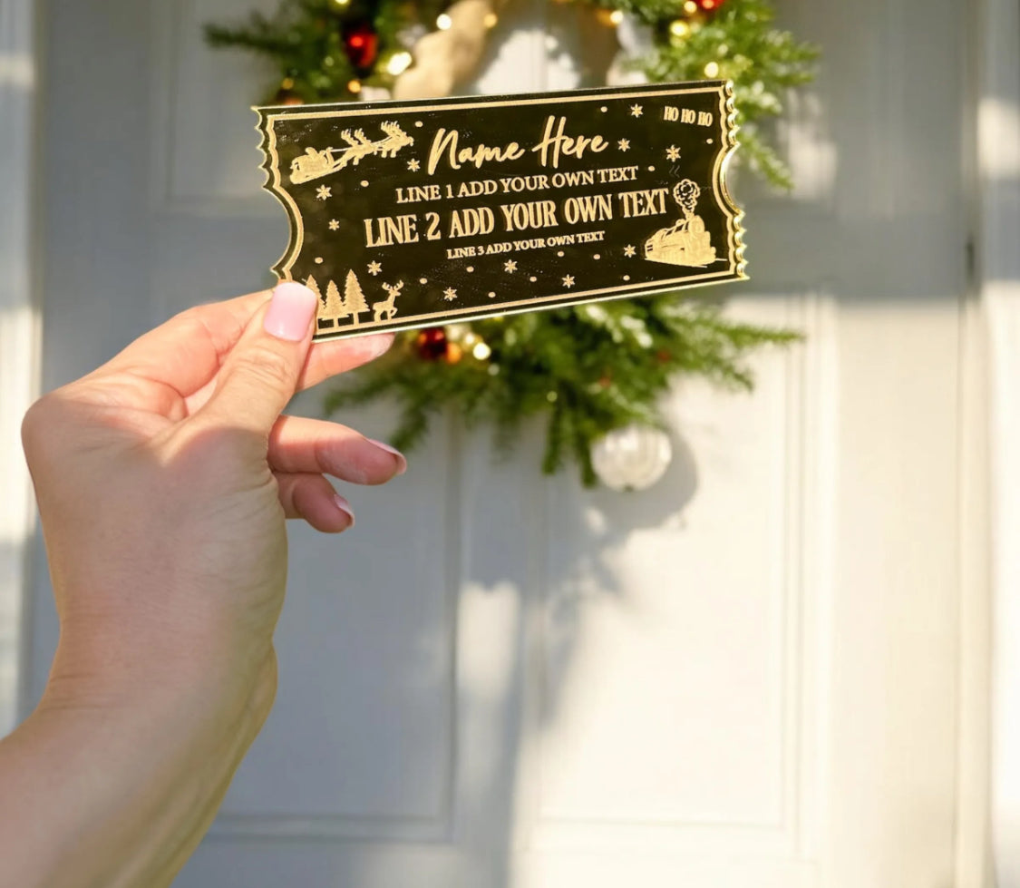 Personalised engraved golden ticket