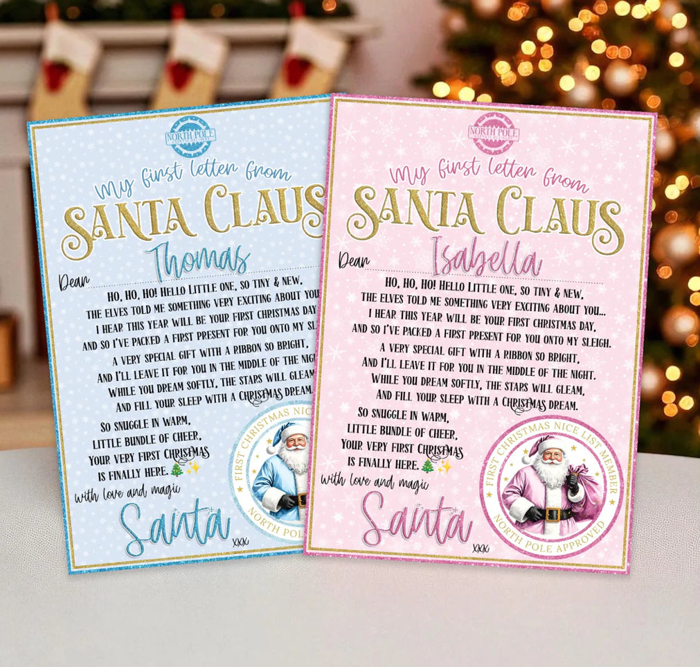 Personalised my first letter from Santa with envelope and sticker seal