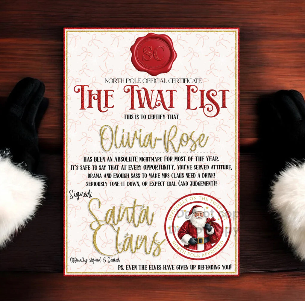The twat list Personalised Red/pink