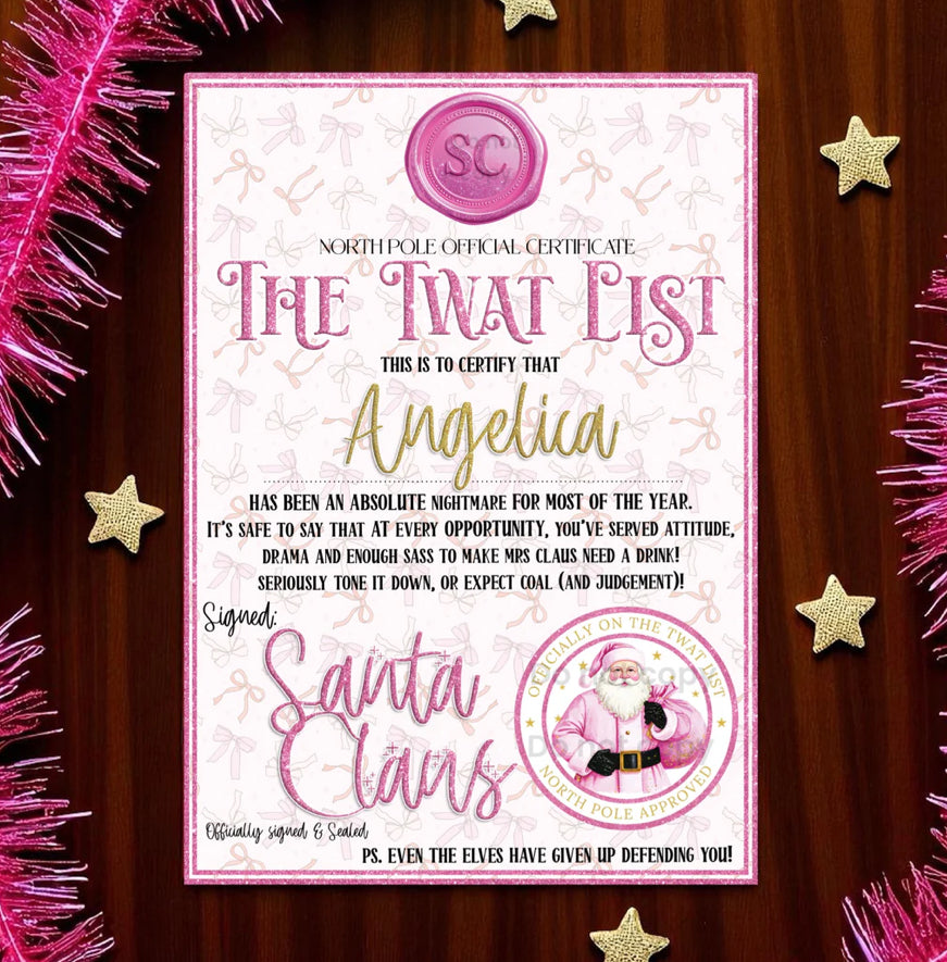 The twat list Personalised Red/pink