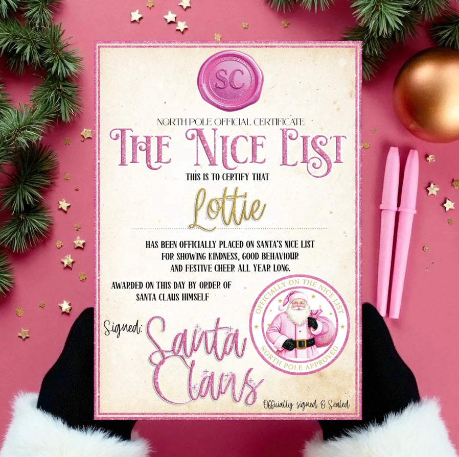 Personalised blue/pink nice list