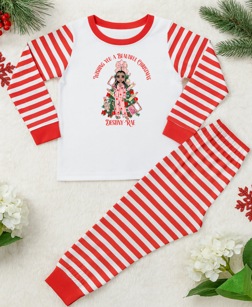 Candy cane make up older girls/women’s pjs