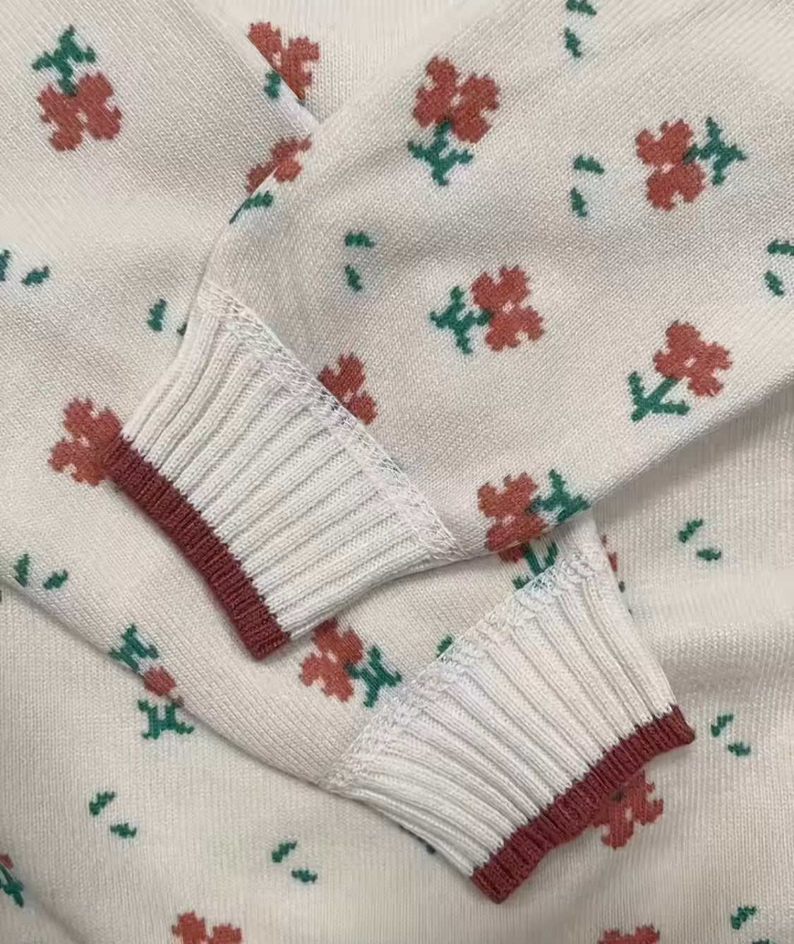 Kids Autumn flowers lined knitted cardigan