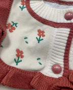 Kids Autumn flowers lined knitted cardigan