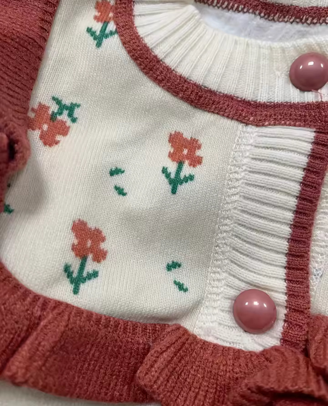 Kids Autumn flowers lined knitted cardigan