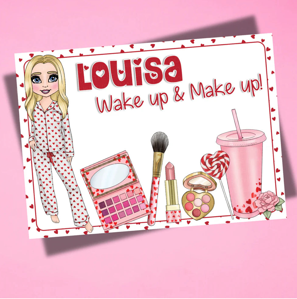 PERSONALISED FAUX LEATHER MAKE UP PLACEMATS – WOMEN'S RED HEART DOLLY PJ'S EDITION