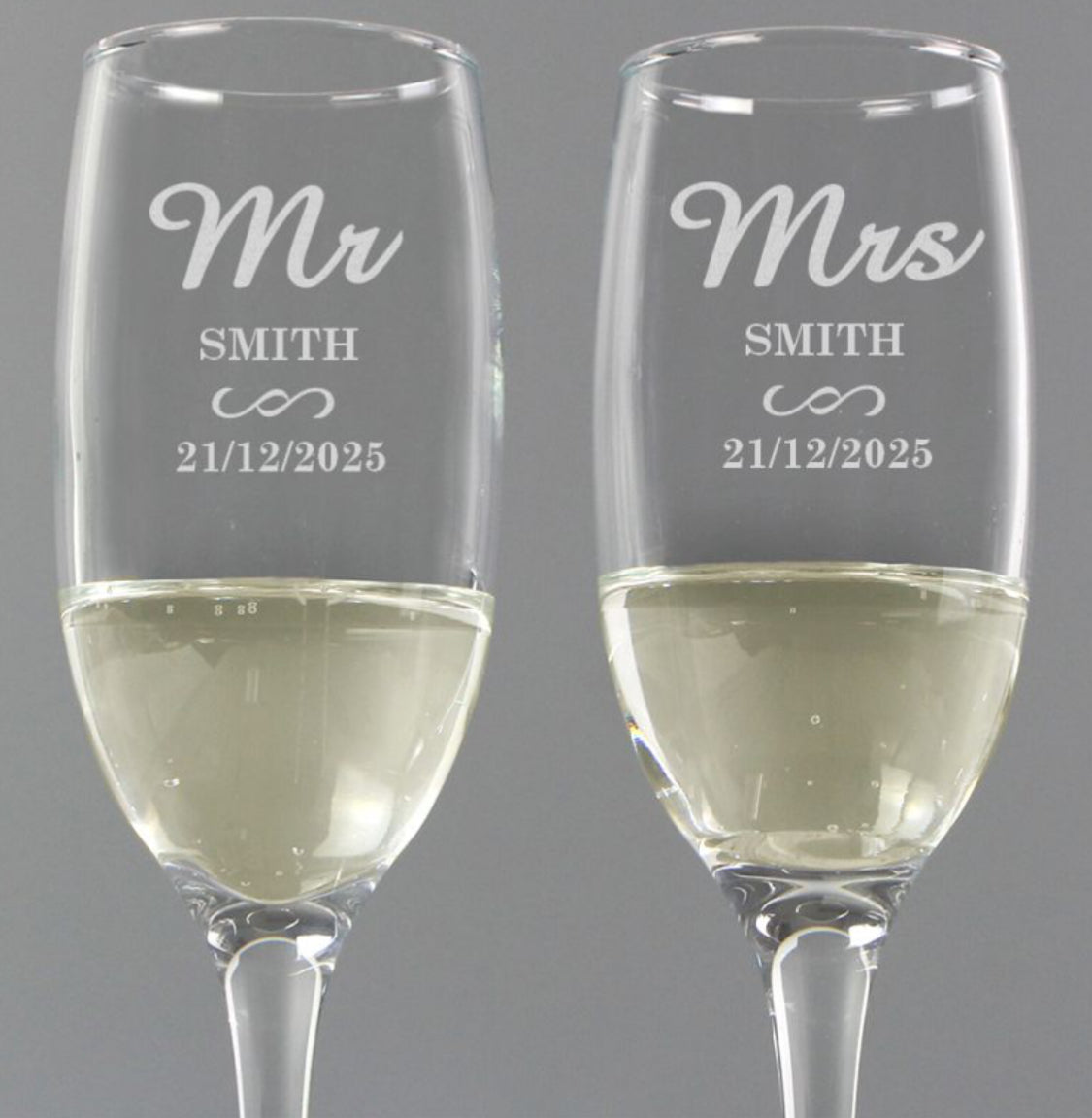 Personalised Mr & Mrs Pair of Flutes