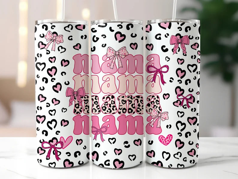Heart leopard mama 20oz tumbler