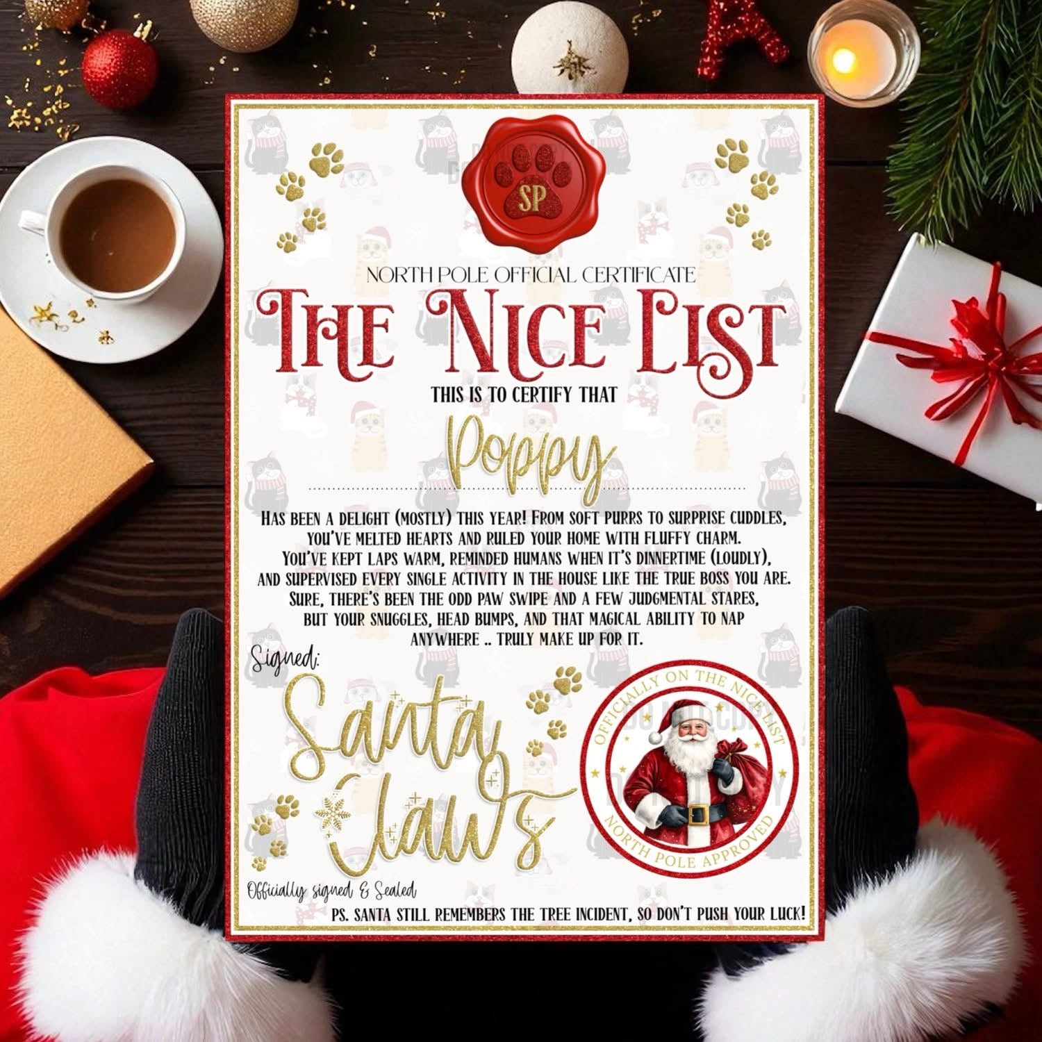 Personalised Santa Claws letter nice/naughty