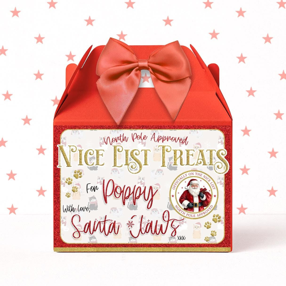 Personalised treat box from Santa claws/paws