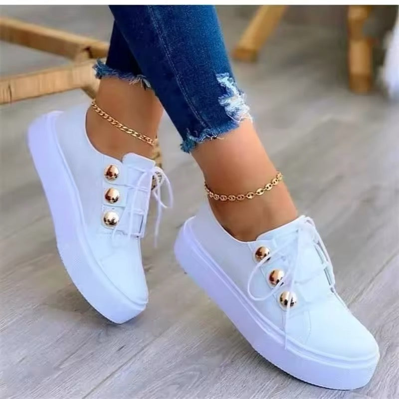 Platform fashion metallic trainers