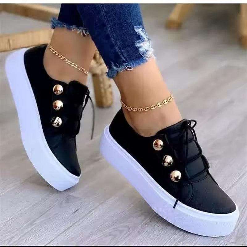 Platform fashion metallic trainers