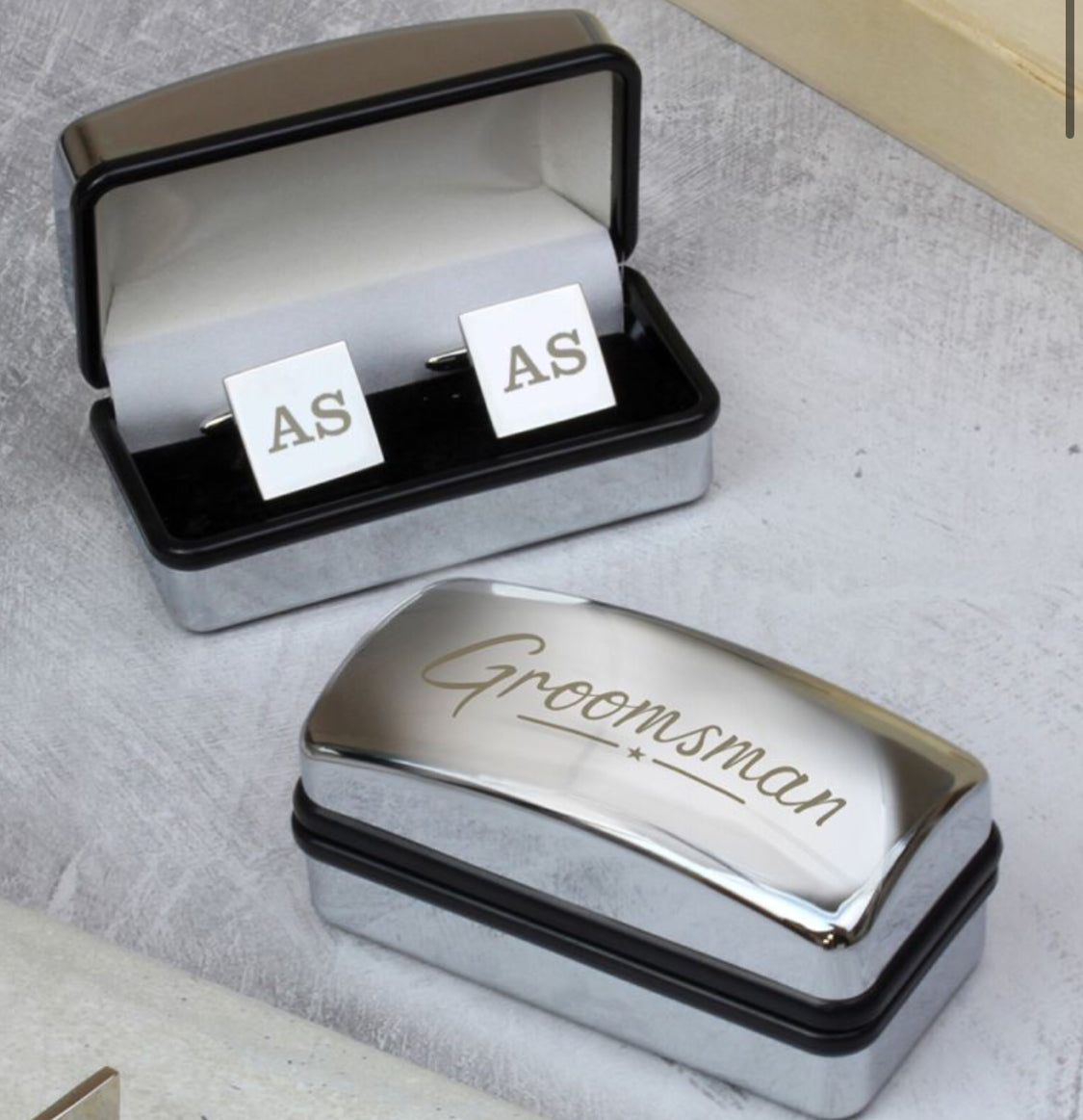 Personalised  Wedding Cufflinks and Box Set