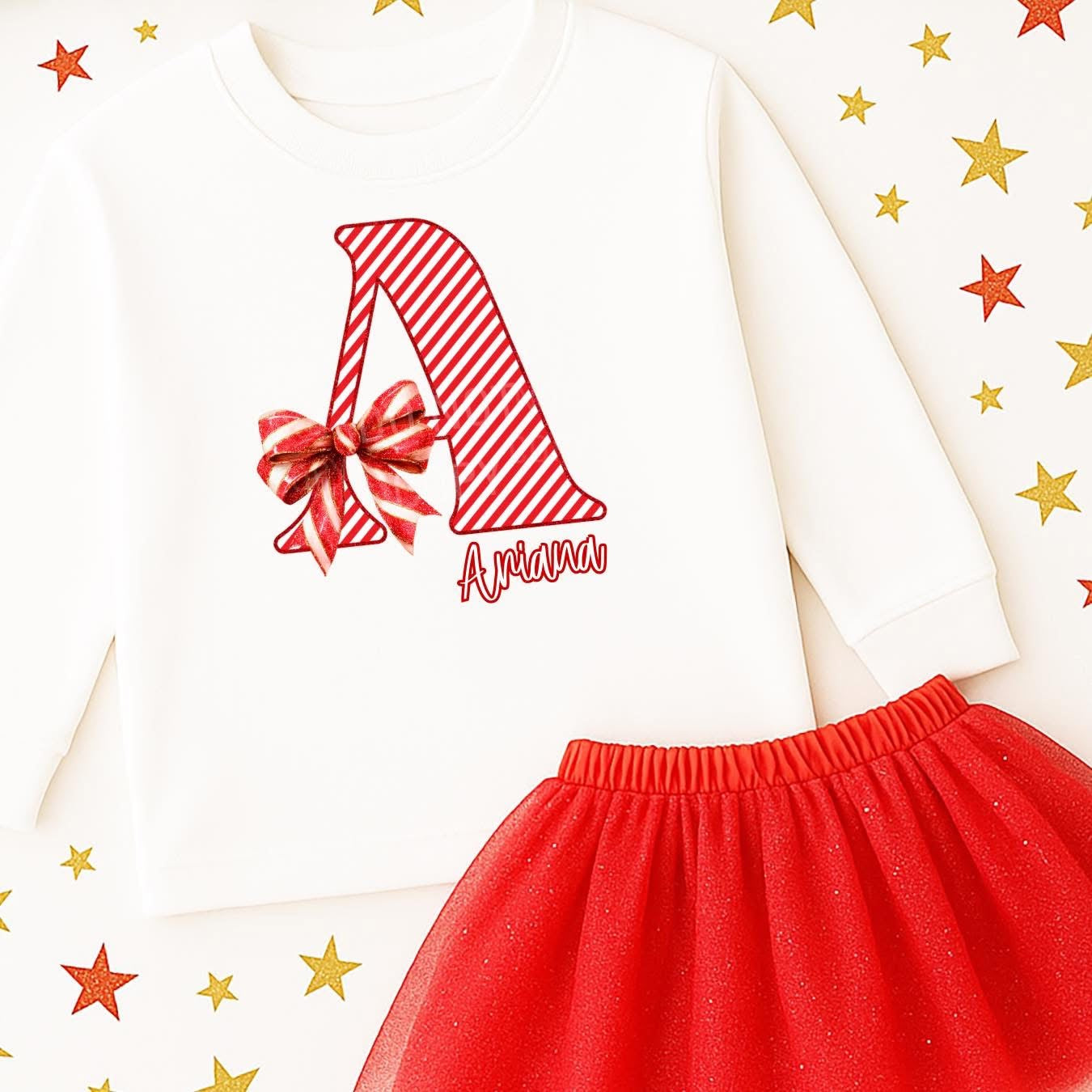 Candy cane letter personalised sweatshirt