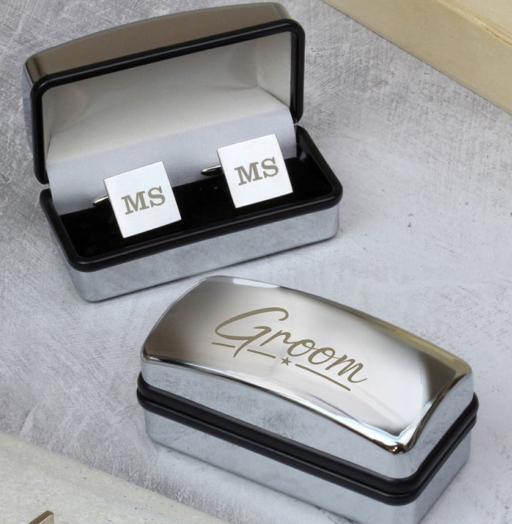 Personalised  Wedding Cufflinks and Box Set