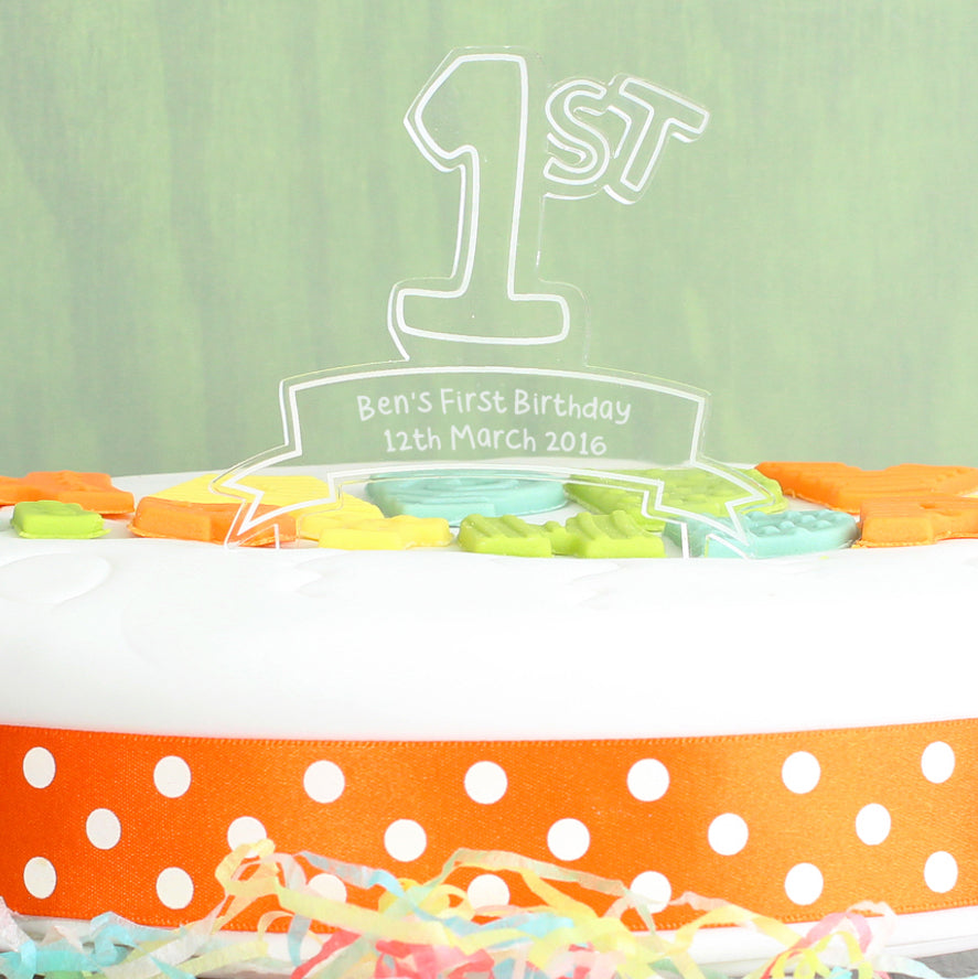 Personalised Acrylic '1st' Celebration Cake Topper
