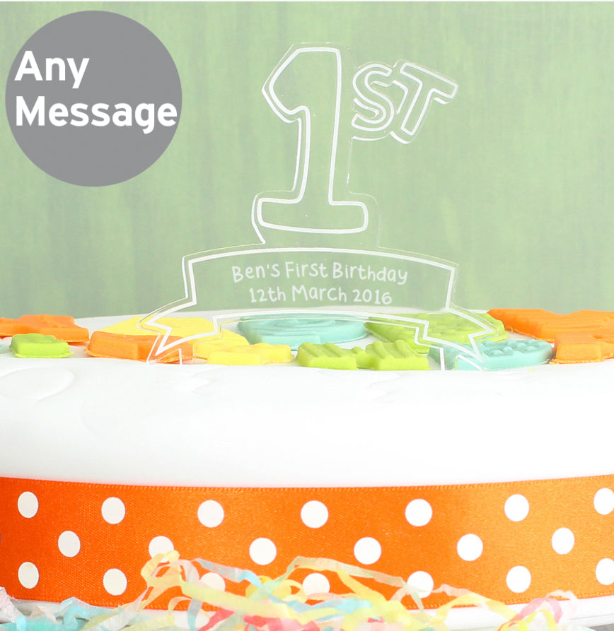 Personalised Acrylic '1st' Celebration Cake Topper