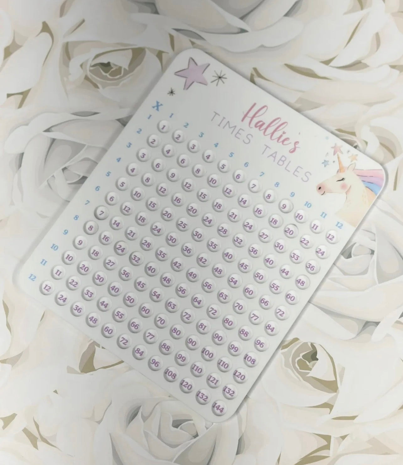 Personalised acrylic times table board
