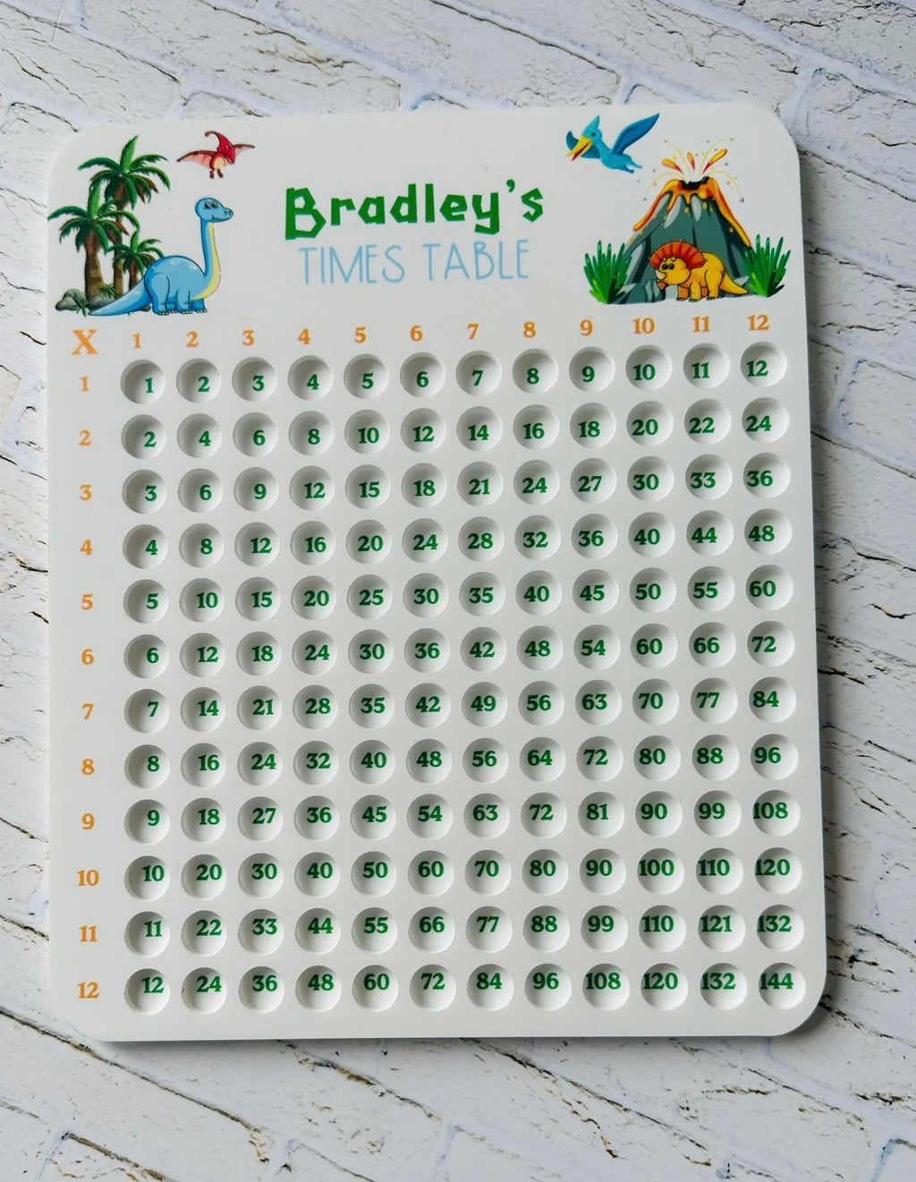 Personalised acrylic times table board