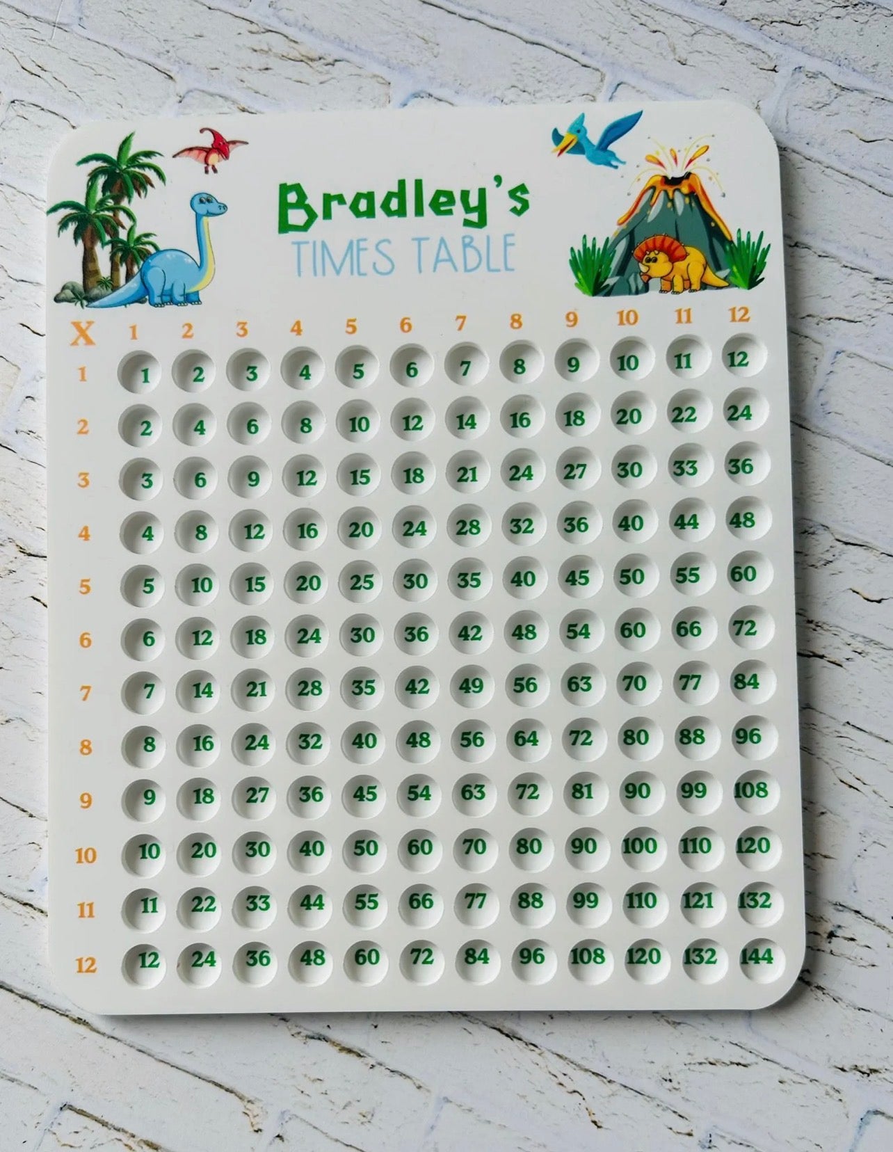 Personalised acrylic times table board
