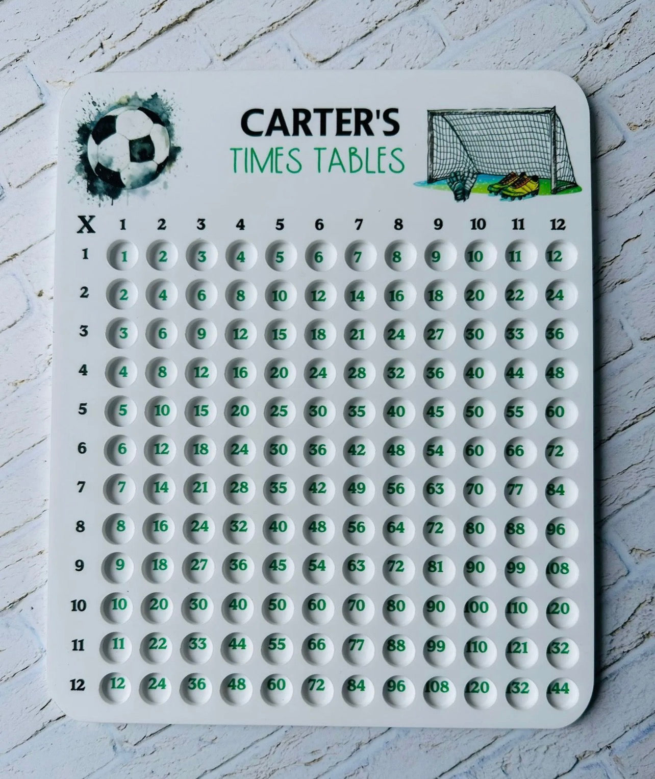 Personalised acrylic times table board