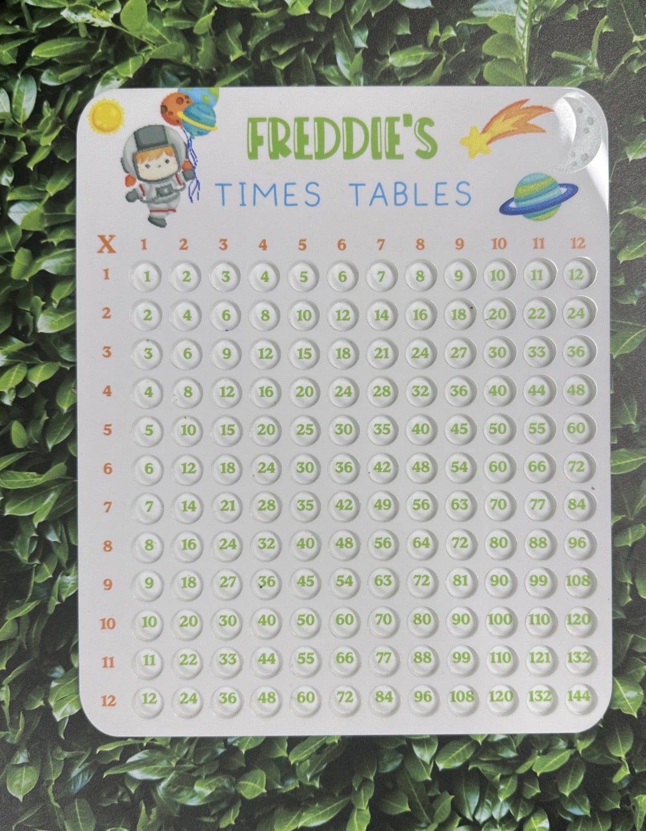 Personalised acrylic times table board