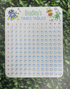 Personalised acrylic times table board