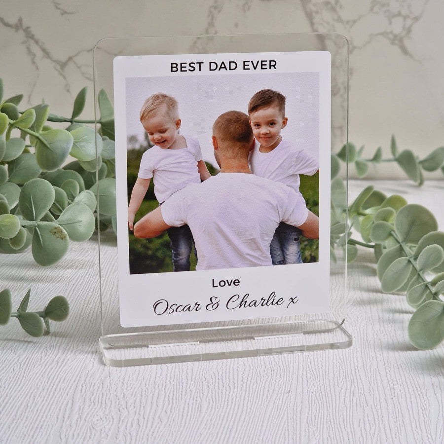 Photo upload acrylic plaque with stand