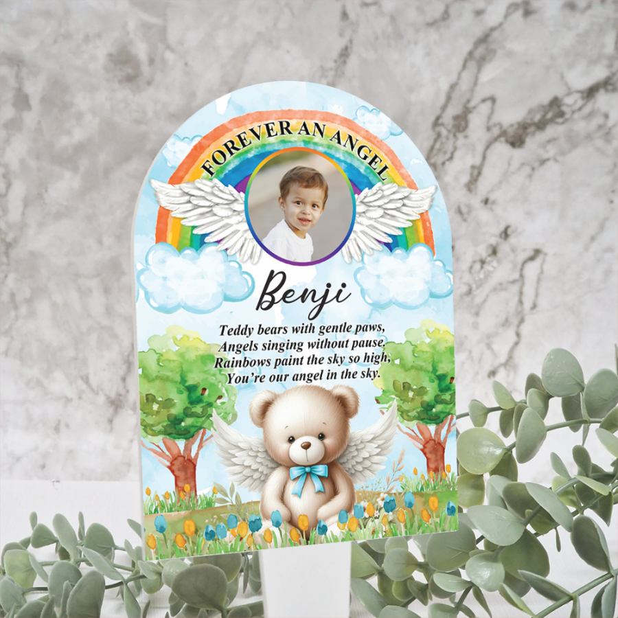 Forever an angel grave marker or arch plaque with stand