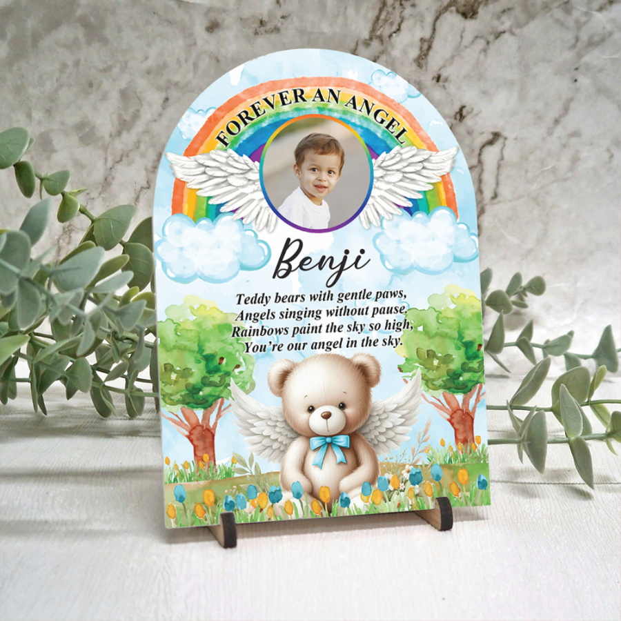 Forever an angel grave marker or arch plaque with stand