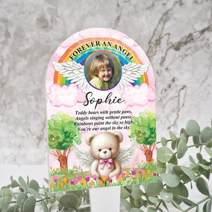 Forever an angel grave marker or arch plaque with stand