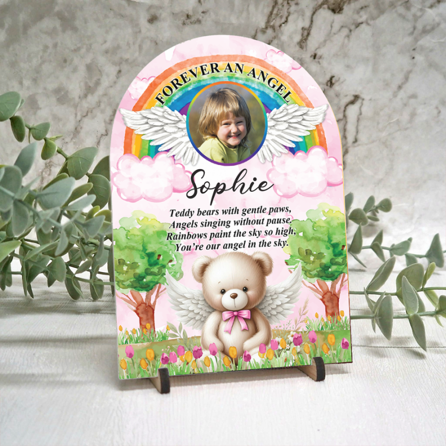 Forever an angel grave marker or arch plaque with stand