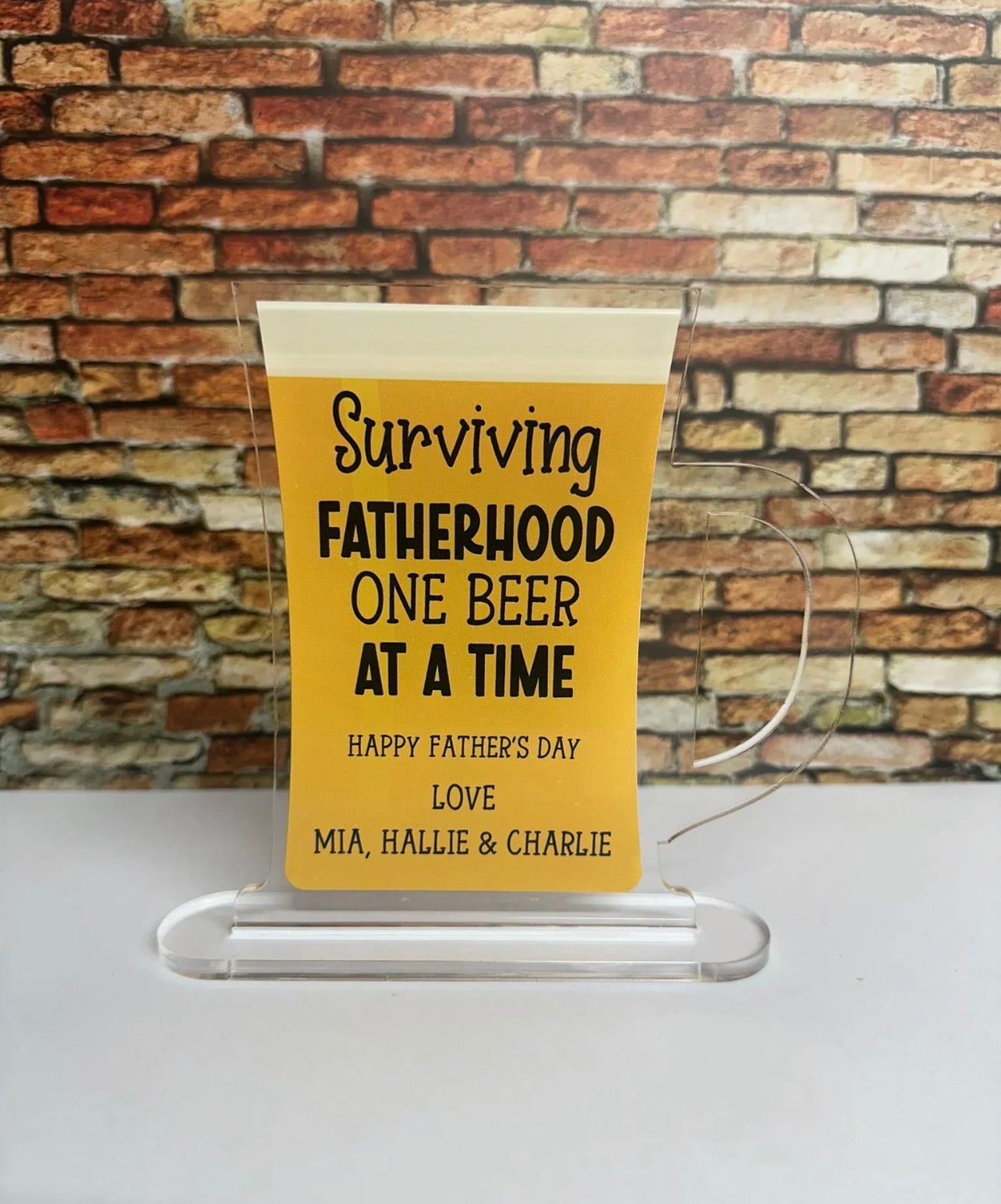 Personalised Beer Stein Surviving Fatherhood One Beer At A Time With stand