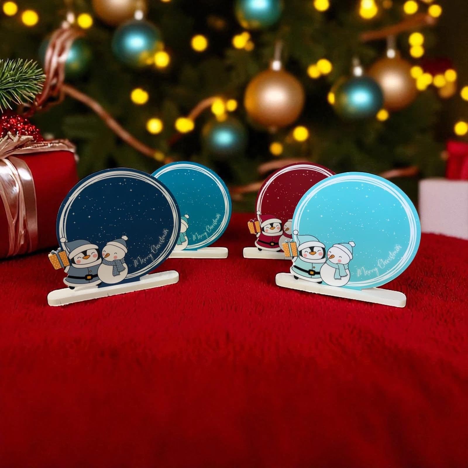 Personalised UV penguin and snowman Printed Christmas Sign