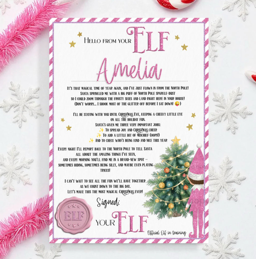 Elf arrival letters 4 colours