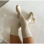 Knitted thigh sock boots