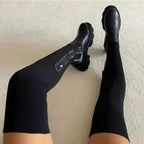 Knitted thigh sock boots